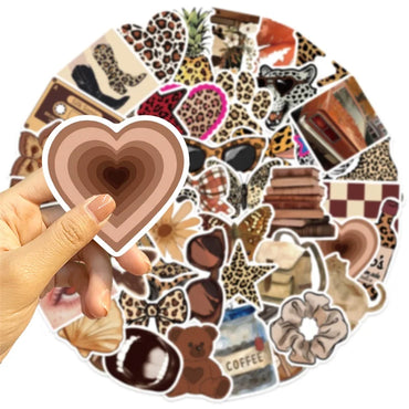 10/30/50PCS Kawaii Leopard Print Sticky PVC Sticker Aesthetic Children's Stationery DIY Decoration Scrapbooking School Supplies (ONLINE ORDER ONLY)