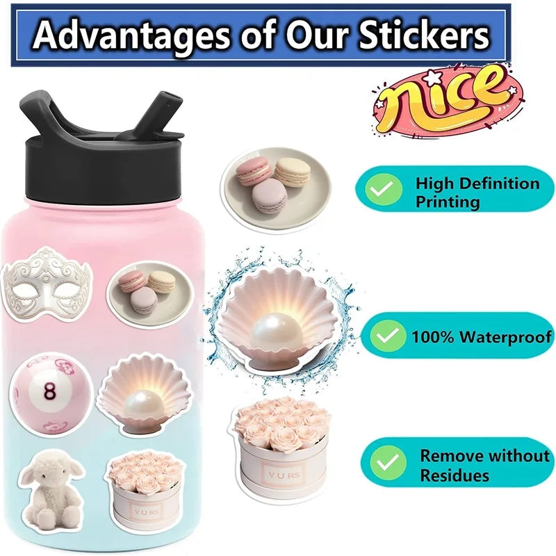 10/30/50PCS Kawaii Pink Ballet PVC Sticker Aesthetic Korean Stationery Decoration Scrapbooking School Supplies for Kids (ONLINE ORDER ONLY)