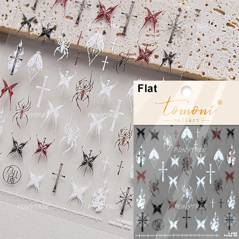 Glitter Star Snake Moon Darkness Eye Love Heart Crown Sword Self Adhesive Nail Art Stickers Punk Jelly Angel Wing Manicure Decal (ONLINE ORDER ONLY)