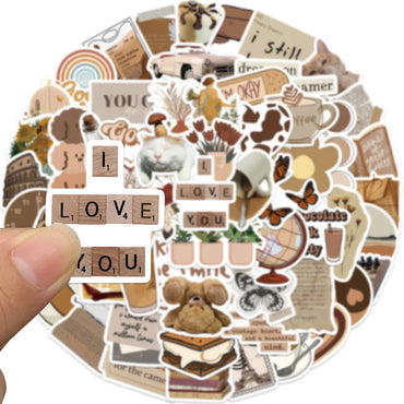 10/30/60PCS Cute Vintage Cartoon Stickers Aesthetic Kids Toy DIY Wall Suitcase Notebook Laptop Phone Car Retro Decorative Decals (ONLINE ORDER ONLY)