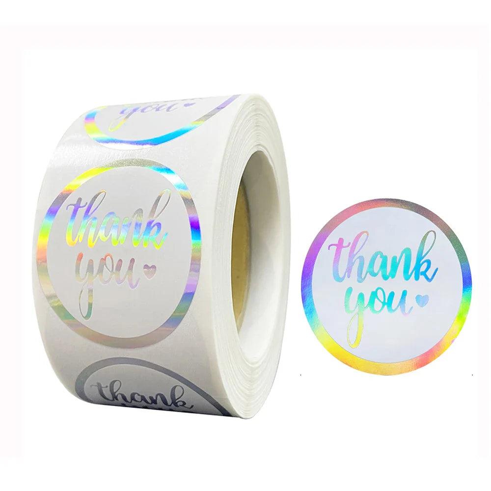 500pcs/roll Round Brown labels Thank You Kraft Stickers 1 inch Wedding Pretty Gift Envelope Sealing Label Stickers Stationery (ONLINE ORDER ONLY)