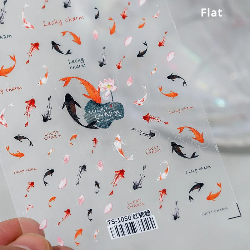 Summer Beach Ocean Water Ripples Flash Star Shell Starfish Conch Seasnail Soft Relief Decoration Nail Art Sticker Manicure Decal (ONLINE ORDER ONLY)