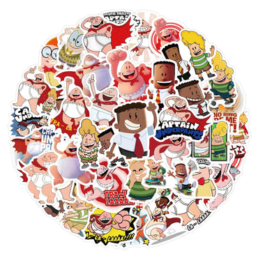 10/30/55PCS Captain-Underpants sticker Stickers Decor Luggage Laptop Phone Guitar Refrigerator Skateboard Reward Sticker Kid Toy (ONLINE ORDER ONLY)