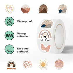 500pcs/roll BOHO Inspirational Journal Materials Cartoon Graffiti Stickers Phone Guitar Laptop Notebook Suitcase Bottles Gift (Online Order Only)