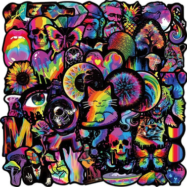 10/30/50PCS Black Edged Rainbow PVC Sticker Aesthetic Children's Decoration Scrapbooking Stationery School Supplies for Kids (ONLINE ORDER ONLY)