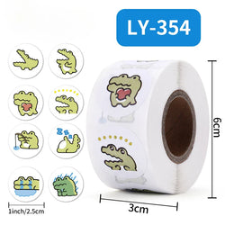 100-500 Pcs 2.5cm Cute Animal Crocodile Stickers Roll for Envelope Praise Reward Student Kid Work Label Stationery Seal Label (ONLINE ORDER ONLY)
