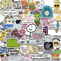 50PCS Sarcastic Sticker Aesthetic Kawaii Scrapbook Graffiti Decoration Laptop Luggage Phone Skateboard  Waterproof DIY Sticker (Online Order Only)