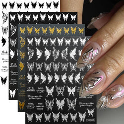 4pcs Elegant Metallic Butterfly Nail Art Stickers Holographic Silvery Chrome Effect Butterfly Sliders for Nails Manicure Decors* (ONLINE ORDER ONLY)