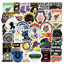 10/30/50PCS Laser Tag Shootout Game Stickers Cool Graffiti Toys For Kids Boys Phone Luggage Laptop Skateboard Decals Car Sticker (ONLINE ORDER ONLY)