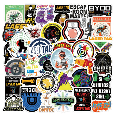 10/30/50PCS Laser Tag Shootout Game Stickers Cool Graffiti Toys For Kids Boys Phone Luggage Laptop Skateboard Decals Car Sticker (ONLINE ORDER ONLY)