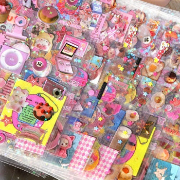 20pcs/set Cute Y2k Glitter Laser Sticker for Phone Camera Luggage Journal Sticker Kawaii Decoration Sticker Gift (ONLINE ORDER ONLY)