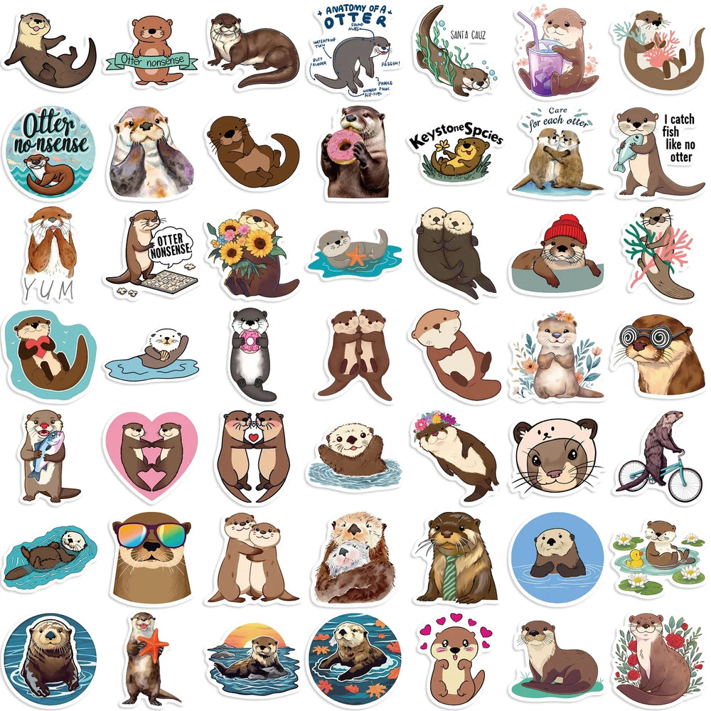 50PCS Cute Otter Animal Cartoon Sticker Decals DIY Phone Laptop Stationery Waterproof Kawaii Kids Decoration Sticker Toys (ONLINE ORDER ONLY)