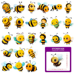 50PCS Cartoon Bee Honey Stickers DIY Laptop Guitar Luggage Fridge Waterproof Graffiti Sticker Decal Kids Classic Toys (Online Order Only)