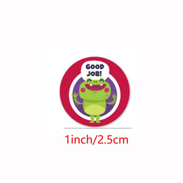 100-500 Pcs 1inch/2.5cm Animal Good Job Cool Stickers Roll for Envelope Praise Reward Student Work Label Stationery Seal Lable (ONLINE ORDER ONLY)