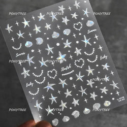 Dizzying Shell Coral Dolphin Starfish Heart Jellyfish Water Bubbles Ocean Adhesive Nail Art Decorations Stickers Manicure Decals (ONLINE ORDER ONLY)