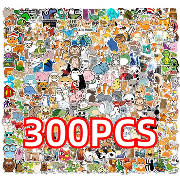 100/300PCS Mix Cute Cartoon Animals Graffiti Stickers DIY Phone Guitar Laptop Notebook Suitcase Cup Waterproof Sticker Kids Toy (Online Order Only)