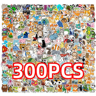 100/300PCS Mix Cute Cartoon Animals Graffiti Stickers DIY Phone Guitar Laptop Notebook Suitcase Cup Waterproof Sticker Kids Toy (Online Order Only)