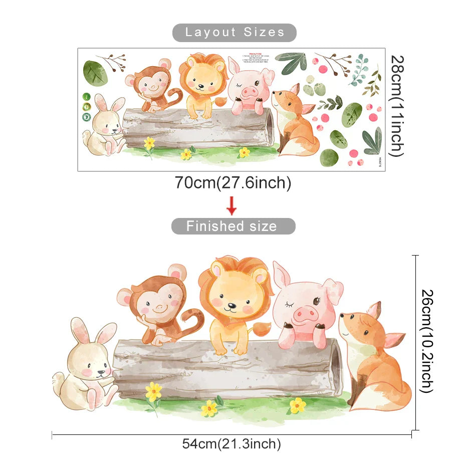 Cute Animal Wall Stickers for Kids Room Nursery Decor (ONLINE ORDER ONLY)