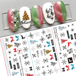 3D Gold Glitter Snowflake Nail Sticker Winter Reflective Elk Star Balloon Christmas Tree Foil Xmas New Year Decal Tips Decoratio (ONLINE ORDER ONLY)
