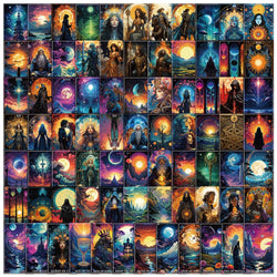 10/78pcs Cool Dark Magic Witch Moon Tarot Stickers Goth Decals Toy DIY Scrapbook Bottle Bike Phone Fridge Luggage Car Sticker (Online Order Only)