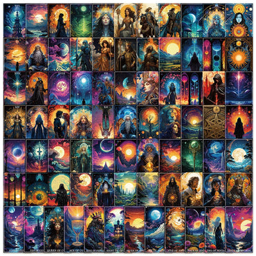 10/78pcs Cool Dark Magic Witch Moon Tarot Stickers Goth Decals Toy DIY Scrapbook Bottle Bike Phone Fridge Luggage Car Sticker (Online Order Only)