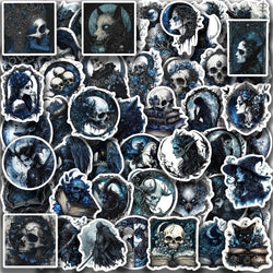 50Pcs Gothic Wizard Skeleton Stickers For Phone Case Book Decoration DIY Gifts Cute Animal Pattern Waterproof Vinyl Decals (ONLINE ORDER ONLY)