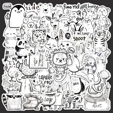 50Pcs Cute Animal Graffiti Stickers for Helmet, Wall, DIY Decoration (Online Order Only)
