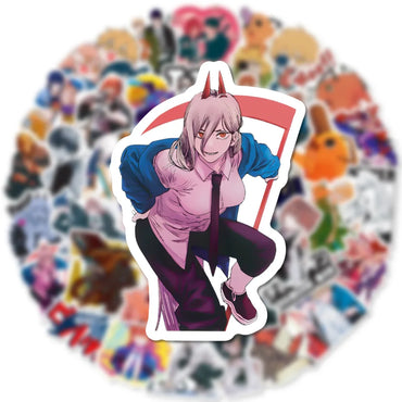 10/30/50PCS Chainsaw Man Stickers Cool Animation Decals Cool Cartoon Toy Luggage Fridge Laptop Guitar Bike Skateboard Sticker (ONLINE ORDER ONLY)