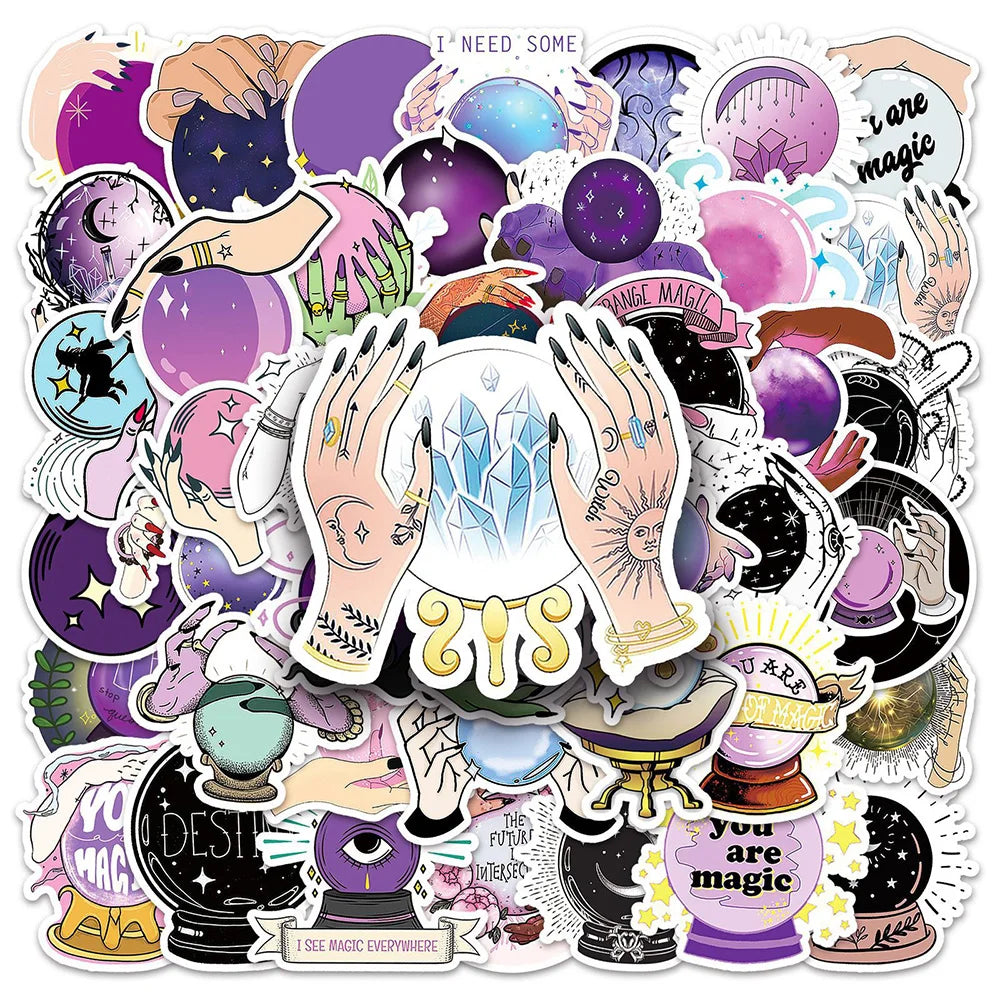 Magic Witch Crystal Ball Stickers for Phone, Laptop, Luggage, Skateboard - 10/30/50PCS Fun Decals (ONLINE ORDER ONLY)