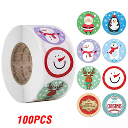 100-500pcs Christmas Theme Seal Labels Stickers For DIY Gift Baking Package Envelope Stationery Decoration 1inch (Online Order Only)