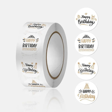 100-500pcs Cute Happy birthday Stickers for Gift Wrapping Decoration Envelope Sealing Label Kids toys Stationery Stickers 1inch (ONLINE ORDER ONLY)