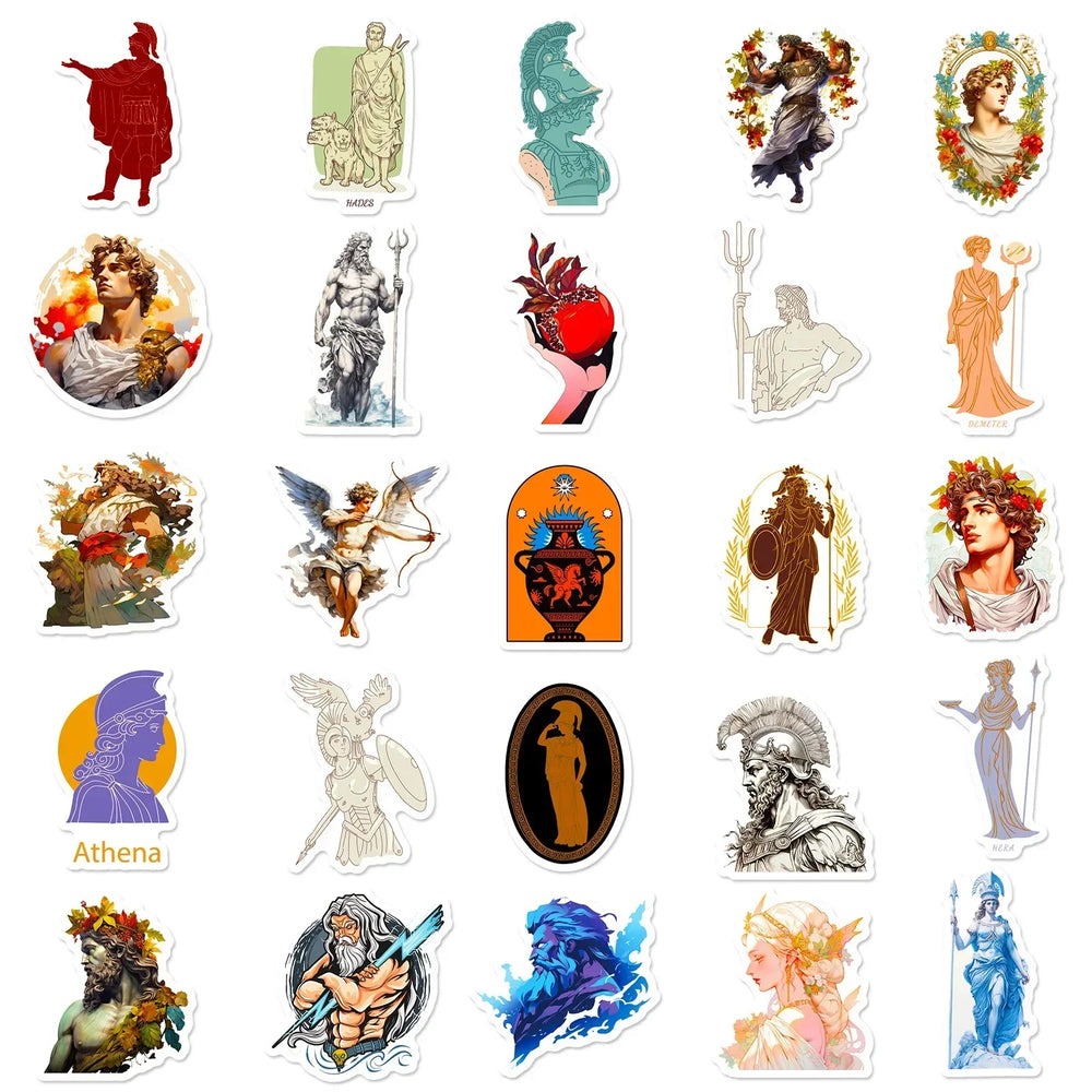 10/50pcs Cool Ancient Greek Mythology Stickers Aesthetic Character Decals DIY Stationery Phone Luggage Car Waterproof Sticker (ONLINE ORDER ONLY)