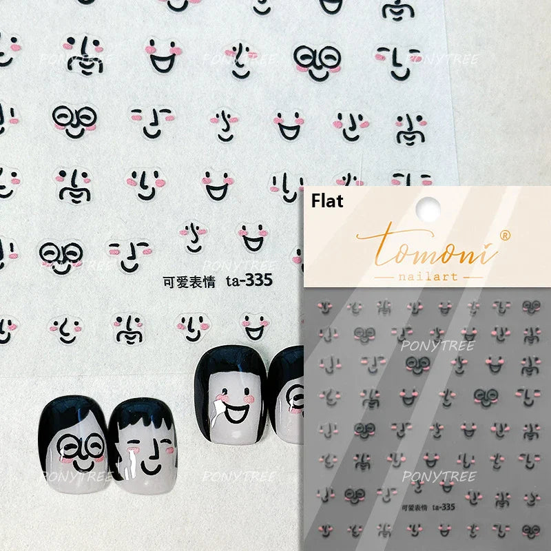 Worker's Speech Chinese Characters Abstract Comics Vivid Patterns Adhesive Nail Art Stickers Satirical Writing Manicure Decals (Online Order Only)