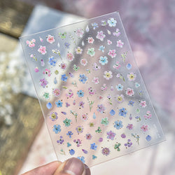Colourful Dried Flower Petal Texture Peach Blossom Orchid Fragrant Bouquet 5D 3D Self Adhesive Nail Art Stickers Manicure Decals (ONLINE ORDER ONLY)