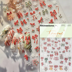 Winter Dreamy Hot Stamping Romantic White Pink Snowflakes Hexagon 3D Self Adhesive Nail Art Stickers Christmas Manicure Decals (ONLINE ORDER ONLY)