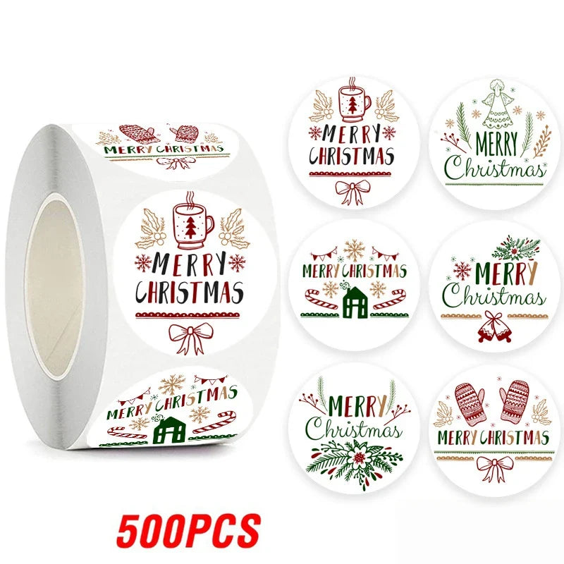 100-500pcs Christmas Theme Seal Labels Stickers For DIY Gift Baking Package Envelope Stationery Decoration 1inch (Online Order Only)