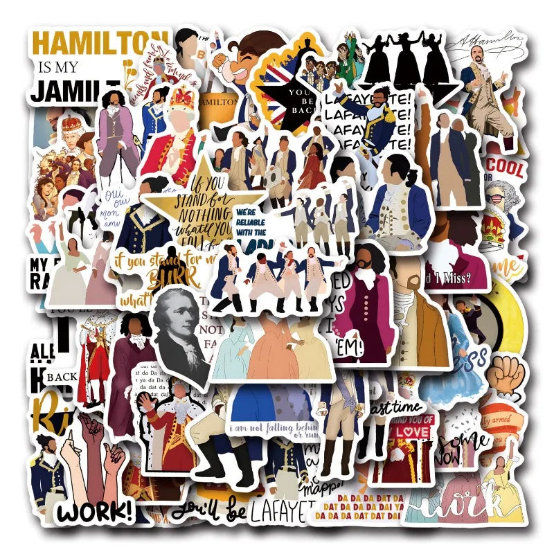 55pcs Hamilton Musical Sticker Set for Laptop, Phone, Water Bottle, Suitcase, Stationery, Fridge (Online Order Only)