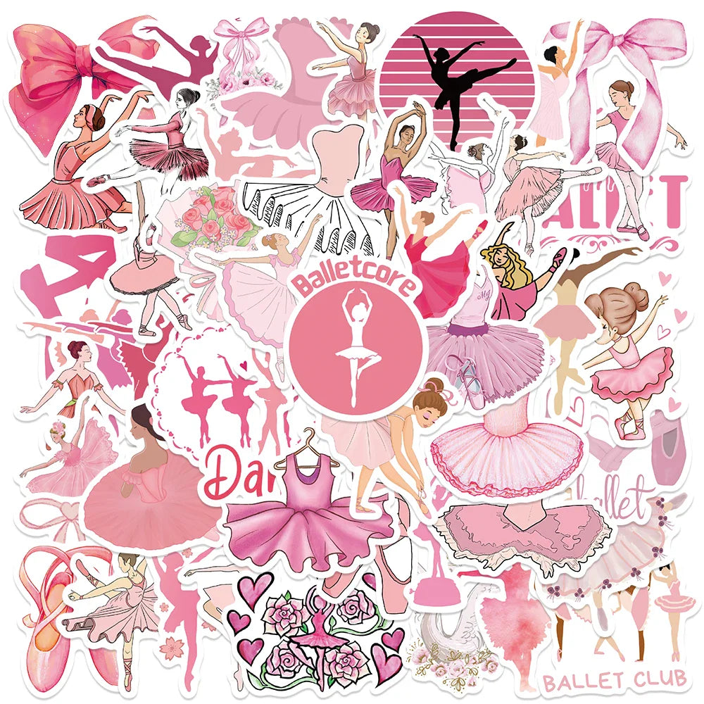 50PCS Ballet Girl Dance Stickers for Kids - Laptop, Phone, Luggage, Skateboard Decals (ONLINE ORDER ONLY)
