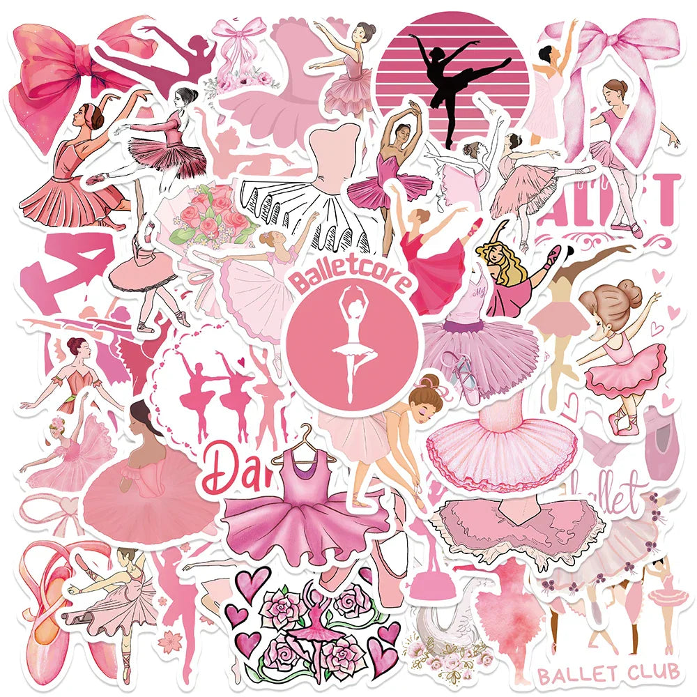 50PCS Ballet Girl Dance Stickers for Kids - Laptop, Phone, Luggage, Skateboard Decals (ONLINE ORDER ONLY)