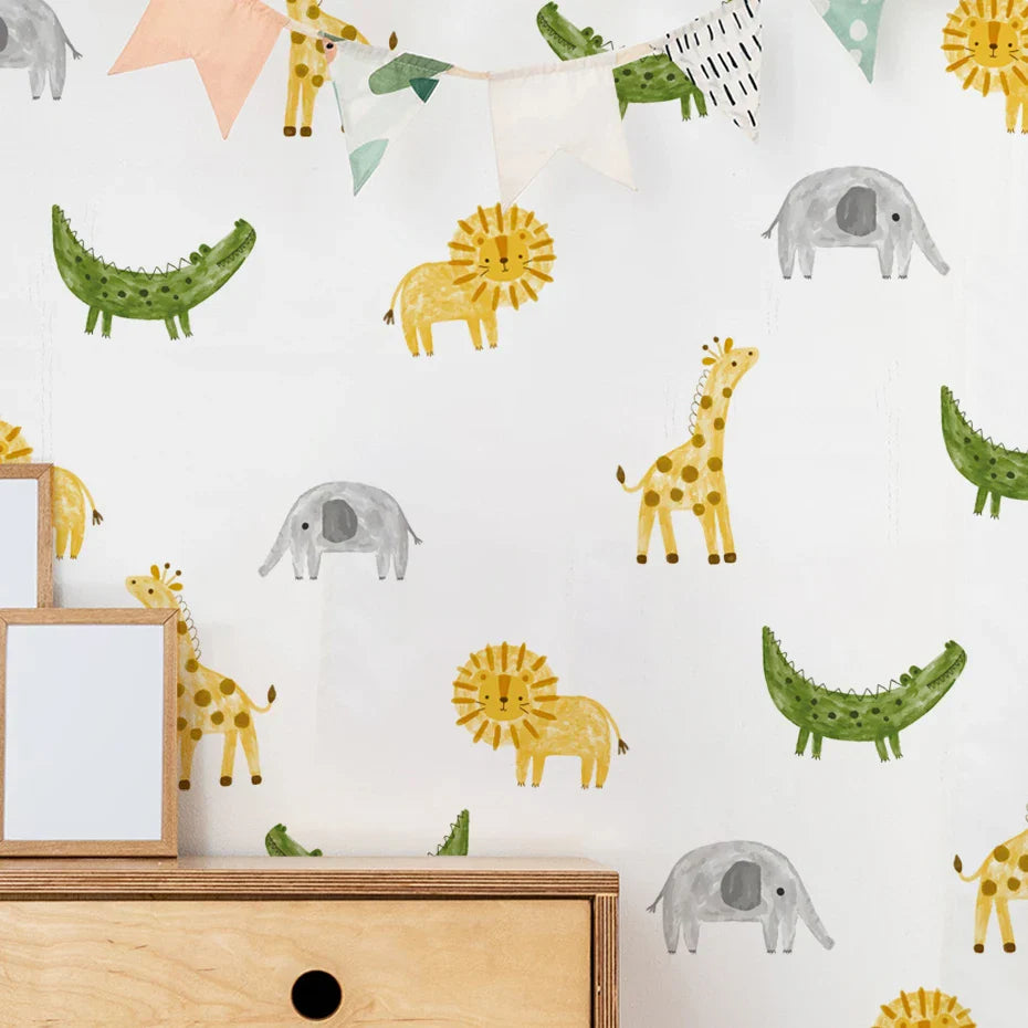 Cute Lion Elephant Giraffe Animal Wall Stickers for Kids Room Nursery Bedroom Decals (ONLINE ORDER ONLY)
