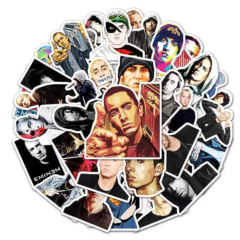 Cool White Detroit Rapper Eminem Hip Hop Sticker Packs (ONLINE ORDER ONLY)