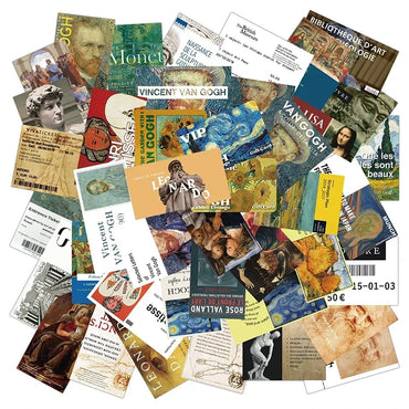 10/30/50PCS Vintage Oil Painting Sticker Aesthetic PVC Children's Stationery Sketchbook Sticky Diary Scrapbook Supplies for Kids (ONLINE ORDER ONLY)