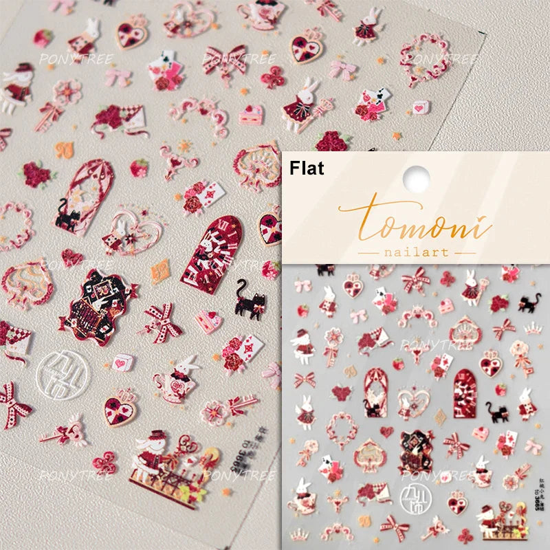 Flower Garland Lovely Bunny Rabbit Floral Wreath Bowknot Frame Spring Charm Heart 5D Adhesive Nail Art Stickers Manicure Decals (ONLINE ORDER ONLY)