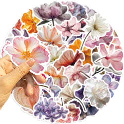 Blooming Flowers Stickers Set - Cartoon Plant Decals for Scrapbook, Laptop, Guitar, Bike, Luggage Decoration (Online Order Only)