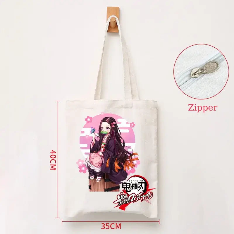 Demon Slayer Canvas Bag: Nezuko & Tanjiro Zipper Tote (ONLINE ORDER ONLY)