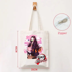 Demon Slayer Canvas Bag: Nezuko & Tanjiro Zipper Tote (ONLINE ORDER ONLY)