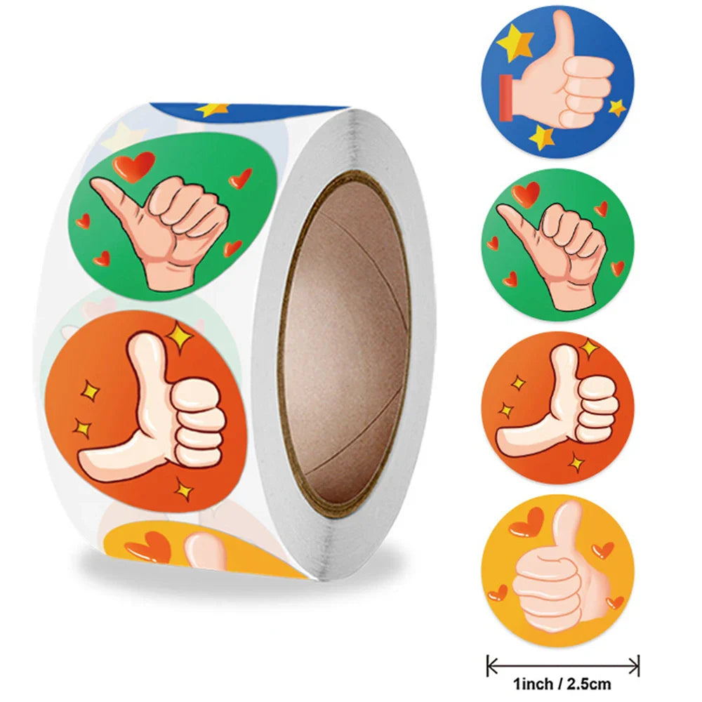 500pcs Encouragement Reward Stickers Thumbs Up Rewarded Kids School Kindergarten Children Scrapbook Stationery Sticker (Online Order Only)