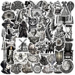 50PCS Black And White Medieval Style Sticker Graffiti Personality Trend Guitar Water Cup Computer Suitcase Sticker Wholesale﻿ (ONLINE ORDER ONLY)