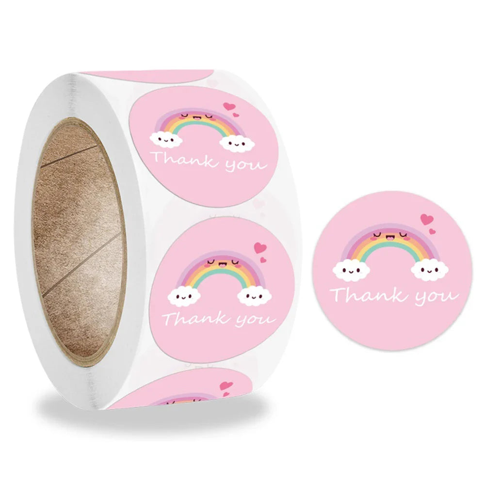 500pcs/roll Flowers Thank You Sticker Labels Round Reward Stickers Wedding Party Decor Envelope Seals Stickers Stationery (ONLINE ORDER ONLY)