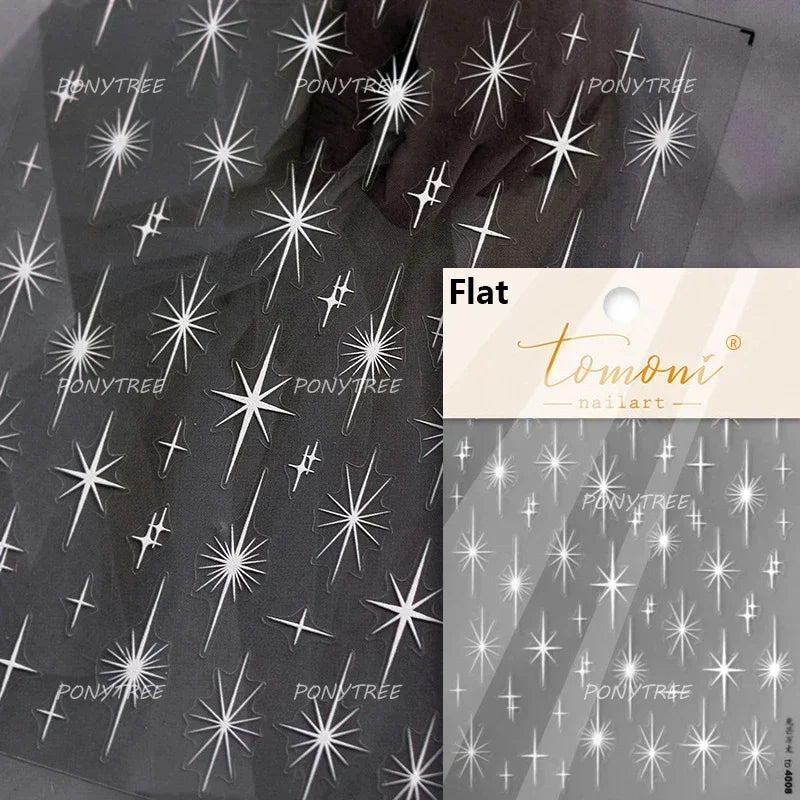 Chic Colourful Star Moon Curved Line Arc Necklace Love Heart Hanging in The Air Cherry Adhesive Nail Art Stickers Manicure Decal (Online Order Only)